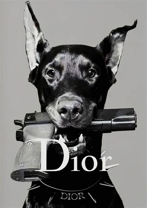 Dior Dog With Gun Art Prints 